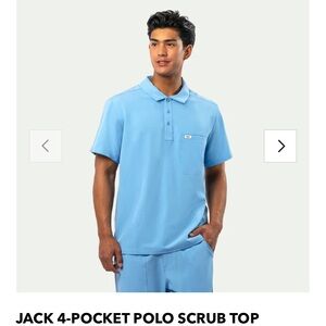 NWT Peelz Jack Polo Men’s Scrubs Nursing Medical Uniform Top Blue XL Pockets